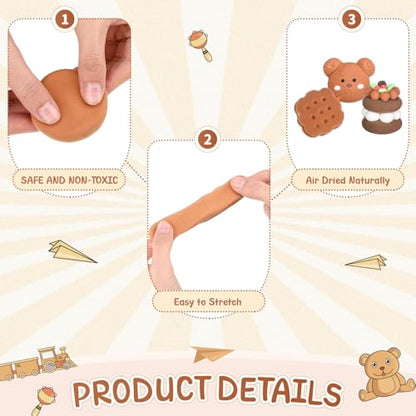 VioraWhite 144 Pcs Air Dry Clay Bulk 76 oz Mardi Gras Soft DIY Modeling Clay Kit Magic Foam Crafts for Sculpting Kids Gifts Party School Supplies for Crafts Artistic Project(Light Brown) - color: Light Brown