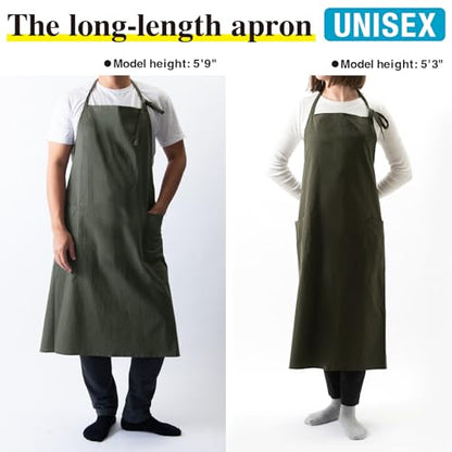 Chef/Bistro Cooking Apron with 2 Large Pockets for Men & Women Lightweight Adjustable Neck Strap Water-repellent - color: Khaki