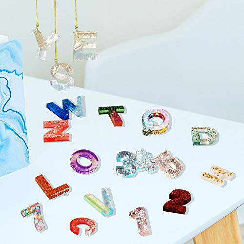 Nupinta 244Pcs Alphabet Silicone Resin Casting Molds Kit, Reversed Letters & Numbers Epoxy Casting Molds with Pin Vise Set for DIY Making Keychain/House Number Resin Crafts