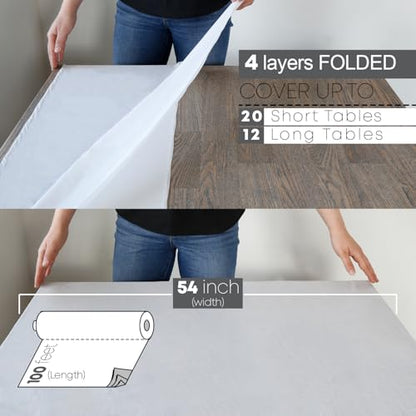 Neatiffy Disposable Plastic Table Cloth Roll | Waterproof Tablecloth | Table Cover for Picnic, Party, Banquet, Birthdays, Weddings | White | 54 inches x 100 feet | Rectangle, Square, Round, Oval - color: White Solid, size: 54 inches X 100 feet