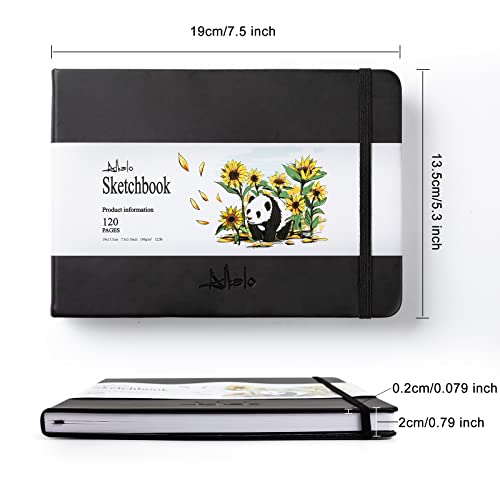 Sketchbook for Drawing, 120 Pages Sketch Book, 122LB/180GSM Thick Paper - color: Back, size: Small(7.5×5.3INCH)