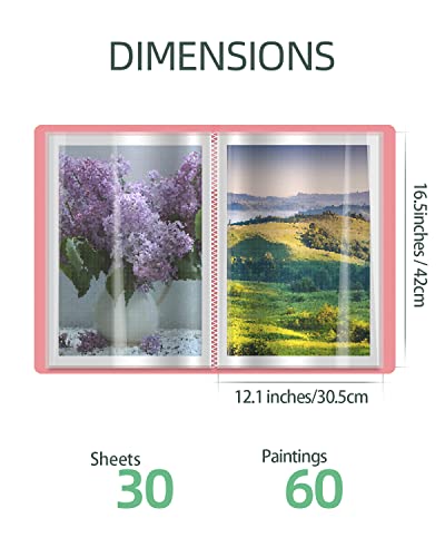 SXhyf A3 Diamond Painting Storage Book 16.5x12.1in for Display 60 Pages - color: Pink
