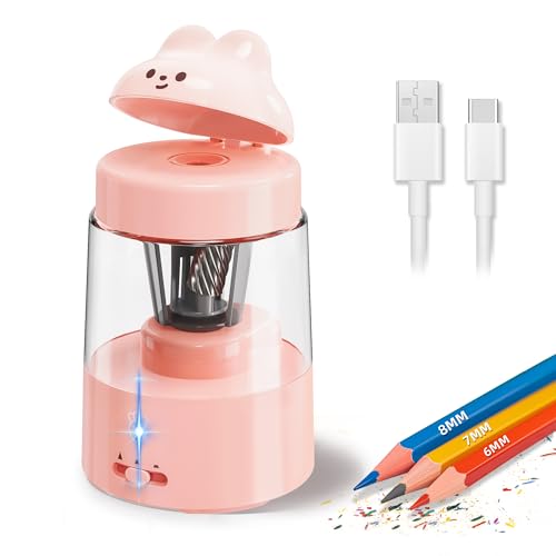 ZMOL Bunny Electric Pencil Sharpener for Colored Pencils, 6-8mm, Pink - color: Pink