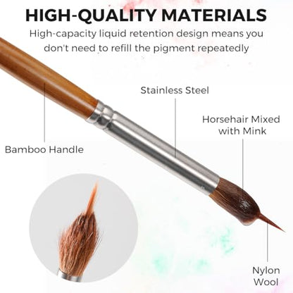 5-Piece Extra Long Needle Point Detail Brush Set - Brown