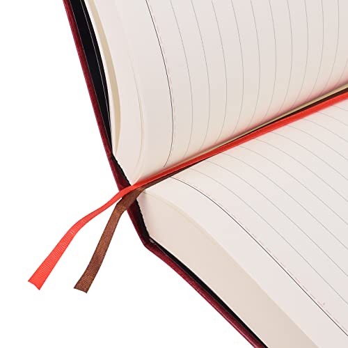 SAYEEC Thick Journal Lined Notebook 720 Pages Leather Writing Journal B6 Soft Cover College Ruled Notebook 360 Sheets Lined Paper Memo Book Personal Daily Diary Gift for Women Work Note Taking Travel - color: Dark Red B6 with Text Cover