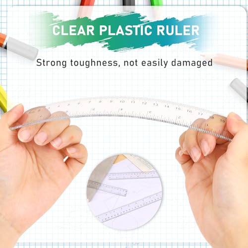 3 Pack 6 Inch 8 Inch 12 Inch Ruler Set Plastic Straight Ruler Transparent Measuring Tool Acrylic Clear Ruler for School Office Student - color: Transparent, size: 6 Inch + 8Inch + 12 Inch