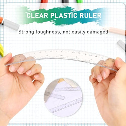 3 Pack 6 Inch 8 Inch 12 Inch Ruler Set Plastic Straight Ruler Transparent Measuring Tool Acrylic Clear Ruler for School Office Student - color: Transparent, size: 6 Inch + 8Inch + 12 Inch