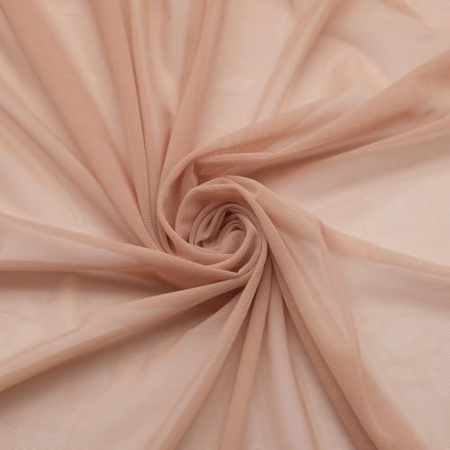 4-Way Stretch Mesh Fabric 60" by 5 Yards Lightweight Sheer Mesh (Nude) - color: Nude, size: 5 Yards
