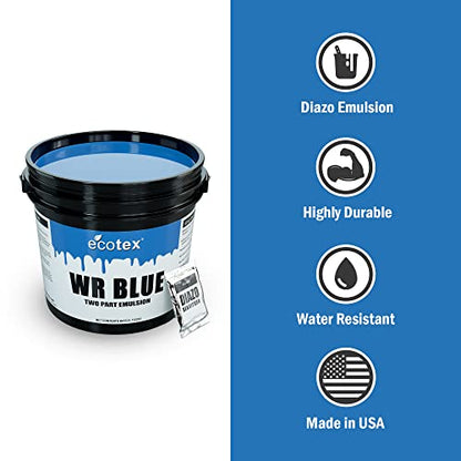 Ecotex® WR Blue Water Resistant Emulsion - Screen Printing Emulsion, 1 Pt | Diazo Included, Highly Water Resistant And Durable - Compatible With Water Based Screen Printing Ink, Made In The USA - Pt - size: 16 fl oz