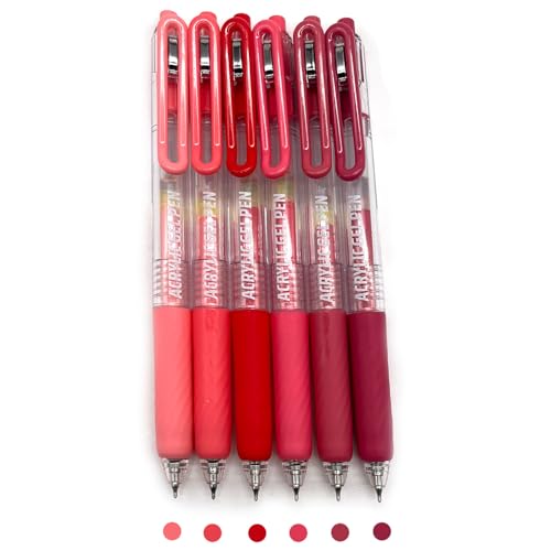 6 Colors 0.7mm Fine Pointed Acrylic Gel Pen Set,Lip Enamel Red | Fit for Drawing Creation, Daily Painting, Coloring, Card Making, Journaling - color: Red