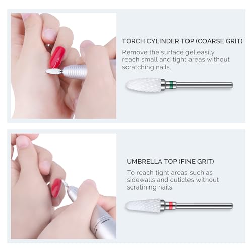 MelodySusie 5Pcs Ceramic Nail Drill Bits Set, 3/32" Acrylic Gel Nail File Bits for Manicure Pedicure Cuticle Polishing - color: 1 Coarse, 2 Medium and 2 Fine, size: 5 Piece Set