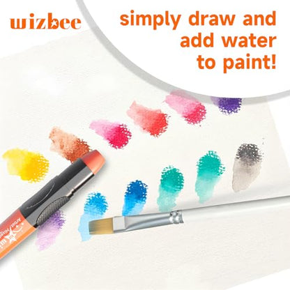 Wizbee Silky Crayons Set of 24 Colors, Water Soluble Artist Crayons for Drawing & Painting, Creamy & Odorless Art Supplies, Use on Paper, Canvas, Wood and more