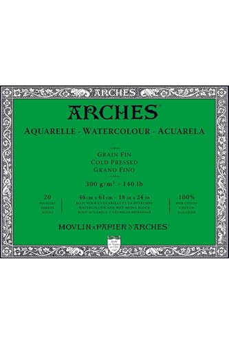 Arches Watercolor Paper Block, Cold Press, 18" x 24", 140 pound - size: 18"x24", style: Cold Press