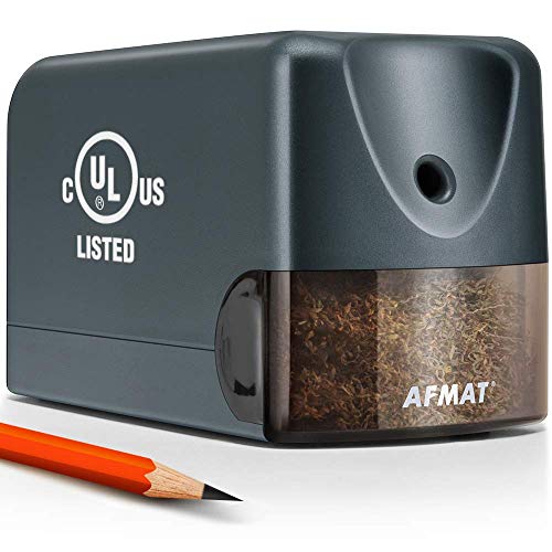 AFMAT Electric Pencil Sharpener, Heavy Duty Pencil Sharpeners for Classroom, Home, UL Listed Pencil Sharpener for 6.5-8mm No.2/Colored Pencils, 10000+ Sharpenings, Gray PS66 - color: Gray