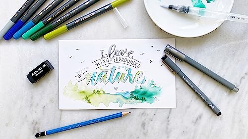 STAEDTLER 61 3001-2 Design Journey Hand Lettering and Watercolour Set - Mixed Set (Pack of 11 Pieces) - style: Hand lettering and watercolour set