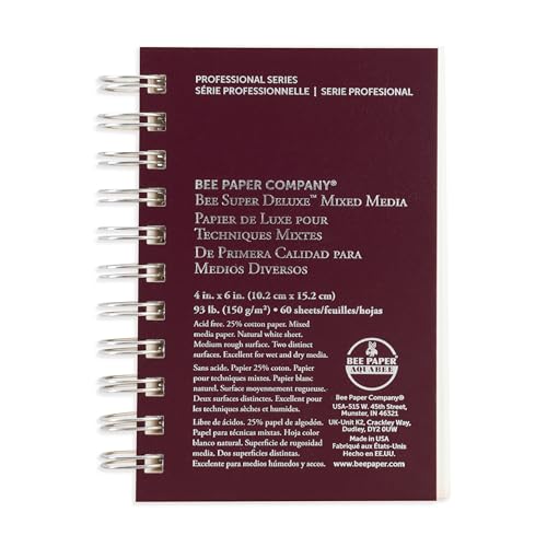 Bee Paper - 4"x 6" Super Deluxe Mixed Media Sketching Pad, 60 Sheets - size: 4-inch x 6-inch, 60 Sheet Wire Bound Pad