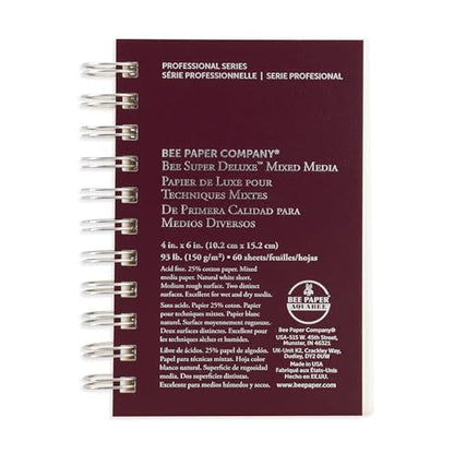 Bee Paper - 4"x 6" Super Deluxe Mixed Media Sketching Pad, 60 Sheets - size: 4-inch x 6-inch, 60 Sheet Wire Bound Pad
