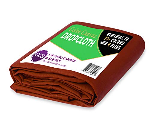 CCS Canvas Drop Cloth – Heavy Duty Cotton Duck Cloth Tarp for Curtains, Tablecloths, Backdrops, Painting – Washable & Reusable Floor Cover, Dust Sheet for Furniture (Burnt Scarlet, 6x10 Ft) - color: Burnt Scarlet, size: 6 by 10 Feet