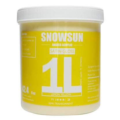 SNOWSUN Heavy Body Acrylic Paint, 1L (40oz) Bulk Lemon Yellow - Non Toxic Artist Grade Thick Paint for Canvas, Wood, Ceramic & Crafts - color: lemon-yellow