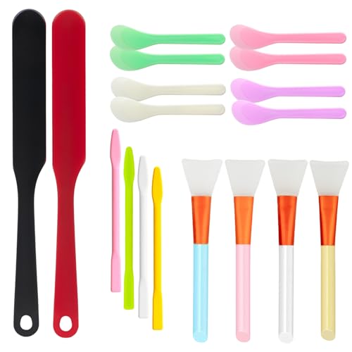 18 Pcs Silicone Stir Sticks Kit, Silicone Stirring Tool Mixing Spoon Scraper for DIY Crafts Paint and Epoxy Projects