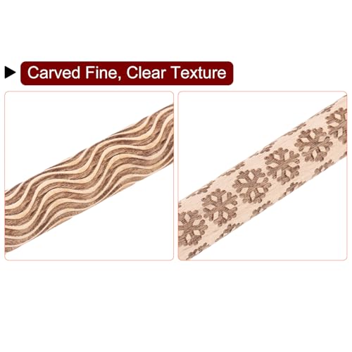 HARFINGTON 2pcs Wood Clay Roller 4"Snowflake Curved Lines Pattern Rolling Pins Pottery Tools Wood Grain Texture Rollers for Clay Baking Dough Playdough DIY - style: Snowflake + Curved Lines