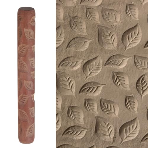 HARFINGTON Wood Clay Roller Pattern Modeling 4.7 Inch Beech Wood Hand Rollers Wooden Pottery Tools Leaves Texture Rollers for Clay Baking Playdough DIY - style: Leaves