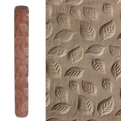 HARFINGTON Wood Clay Roller Pattern Modeling 4.7 Inch Beech Wood Hand Rollers Wooden Pottery Tools Leaves Texture Rollers for Clay Baking Playdough DIY - style: Leaves