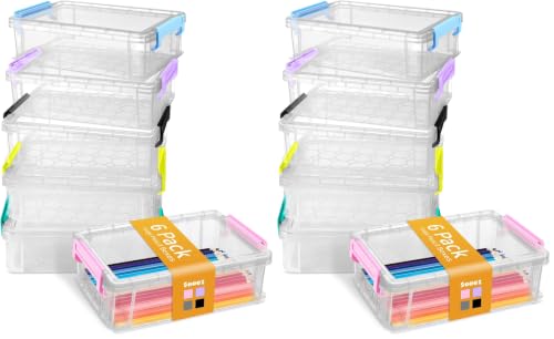 Sooez 12 Pack Extra Large Pencil Box, Plastic Pencil Case Crayon Box - color: Multi, size: Large (Pack of 2)