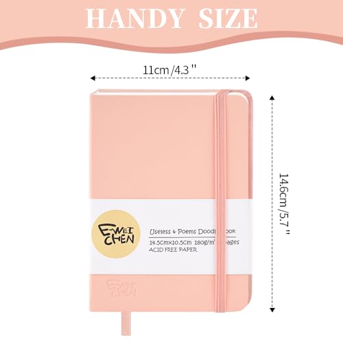 5.7x4.1" Hardcover Mixed Media sketchbook,Pocket Junk Journal Supplies - color: PU Cover-5.7x4.1in-Pink