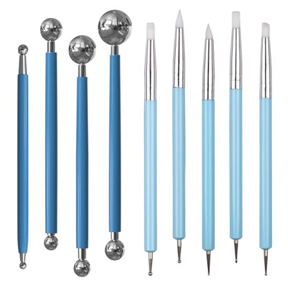 Dotting Tools, Silicone Clay Sculpting Tool, Ceramic Clay Ball Stylus Dot Painting Tools, Pottery Embossing Tool for Rock, Nail, Blending, Drawing, Modeling
