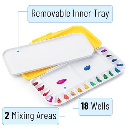 Mr. Pen- Airtight Watercolor Palette with Lid, 18 Wells & 2 Mixing Areas (Pack of 2) - color: Yellow, size: 2 Pack