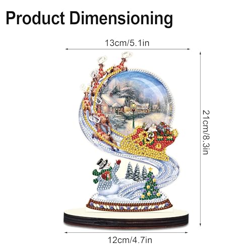Christmas Diamond Art Tabletop Decoration, DIY Santa Claus and the sleigh, Diamond Art 5D Special Shape Crystal Diamond Partial Diamond Art Painting Mosaic Handicraft, Home Office Tabletop Decor Gift - color: Santa Claus and sleigh