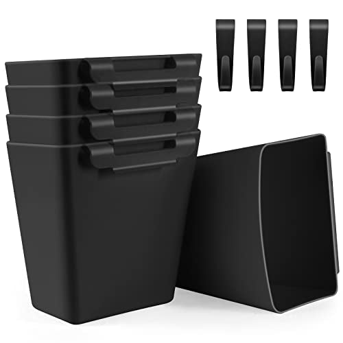 5 Pack Hanging Cup Holders, Multipurpose Rolling Cart Accessories Utility Cart Accessories For Art Craft Supplies, Space Saving Hanging Storage Basket Pencil Holder Makeup Organizers (Black) - color: Black