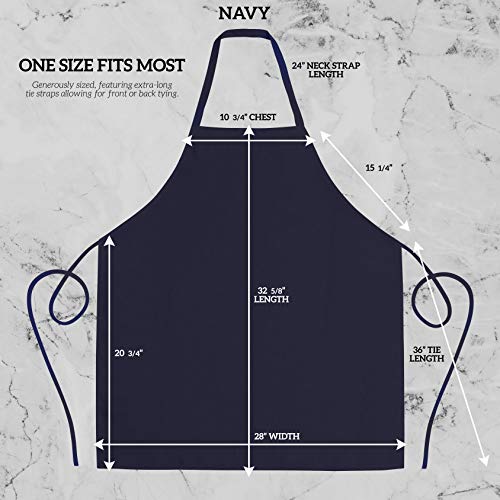GREEN LIFESTYLE 12 Pack Professional Chef Apron – Grilling Aprons for Men, Waterproof Cooking Apron for BBQ, Work or Restaurant Use, Kitchen Aprons for Women – Navy, No Pockets - color: Navy