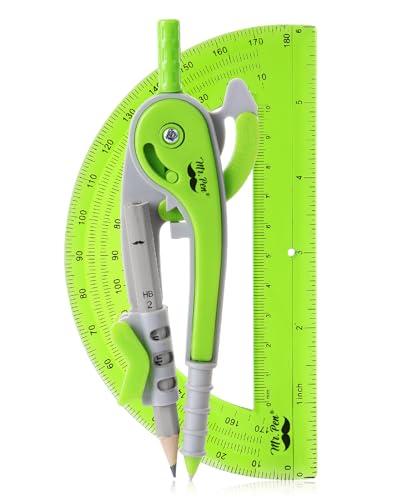 Mr. Pen- Geometry Compass and Protractor Set, 6 Inch Compass - color: Light Green, size: 1 Set