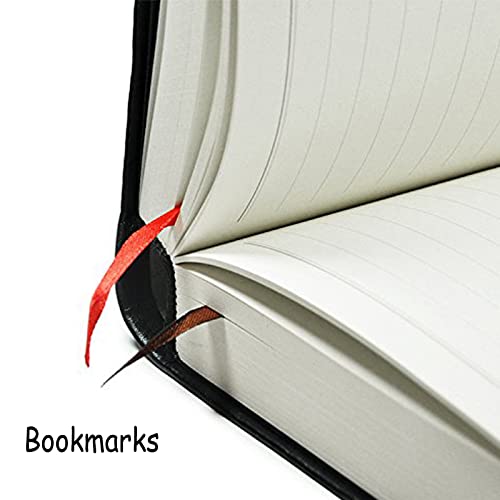 SAYEEC A5 Thick Journal 720 Pages Large Leather Notebook Lined Paper 360 Sheets Writing Notebook with Pen Gift Set Hardcover Diary Black for Taking Notes Business Man Women Gift - color: Black A5 with Text Cover and Pen