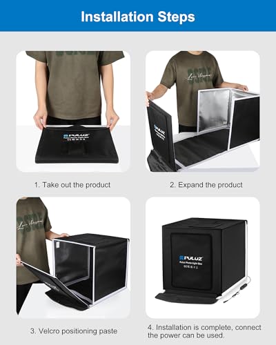 PULUZ Portable Light Box, 16"x16" Professional Dimmable Photo Box Photography with High CRI 144 LED Lights, Upgraded Lightbox with 6 Backdrops for Product Photography - size: 16.00*16.00 Inch