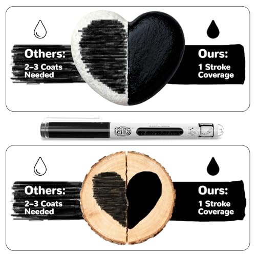 Guangna Black Acrylic Paint Markers, Black Acrylic Paint Pens for Christmas Art, Rock Painting, Wood, Glass, Ceramic, Canvas, Stone, DIY Crafts - color: Black
