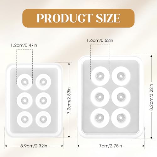 2PCS Sphere Silicone Bead Molds with Holes（12mm & 16mm Diameter）