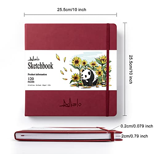 Sketchbook for Drawing, 120 Pages Sketch Book, 122LB/180GSM Thick Paper - color: Red, size: Large (10×10INCH)