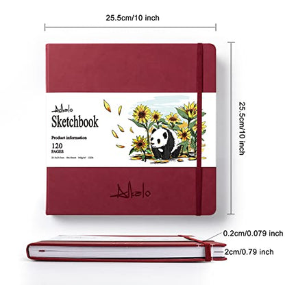 Sketchbook for Drawing, 120 Pages Sketch Book, 122LB/180GSM Thick Paper - color: Red, size: Large (10×10INCH)