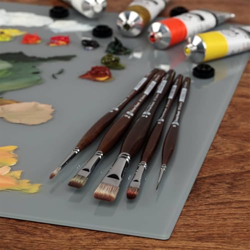 Borciani e Bonazzi Unico Synthetic Mongoose Artist Paint Brush - Series 801 Flat - Size #6 - Watercolors, Oil & Acrylic Paint - Handcrafted in Italy, Anti-Roll Design, Ergonomic Medium Handle - size: 6