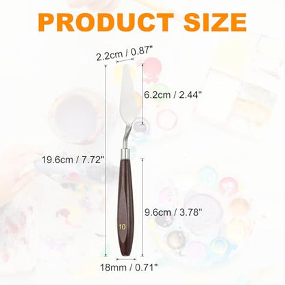 HARFINGTON 5pcs Palette Knife Painting Tool 2.44 x 0.87 Stainless Steel Art Spatula Pallet Knives Scrapers Tools with Beech Wood Handle for Acrylic Oil Canvas Mixing Spreading, Red/Silver - size: 2.44" x 0.87"
