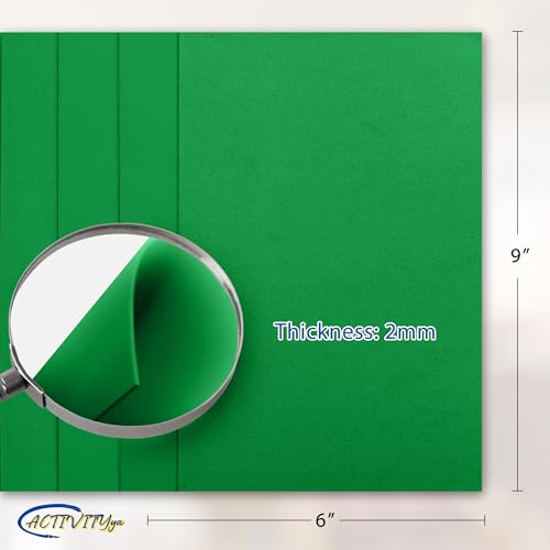 Green EVA Foam Sheets, 6 x 9 Inch, 2mm Thick – Foam Paper for DIY Arts and Crafts, School Projects, and More – 8 Pack - color: Green