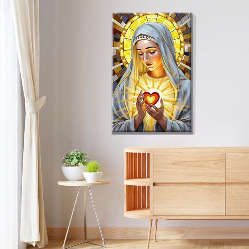 JOOZ 5D Virgin Mary Paint by Numbers Kit for Adults with Frame, 8x12 Inch - color: Virgin Mary 069