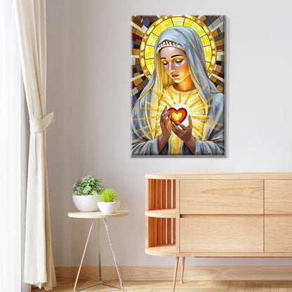 JOOZ 5D Virgin Mary Paint by Numbers Kit for Adults with Frame, 8x12 Inch - color: Virgin Mary 069