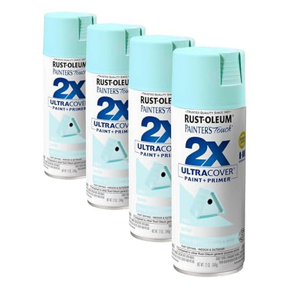 Rust-Oleum 334059 Painter's Touch 2X Ultra Cover Spray Paint, 12 oz, Satin Aqua (Pack of 4) - color: Satin Aqua, size: 12 Ounce (Pack of 4)