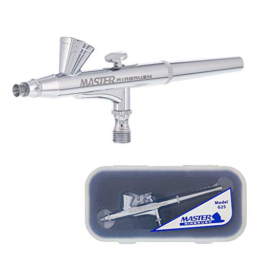 Master Airbrush G25 Multi-Purpose Dual-Action Gravity Feed Airbrush Gun Kit - size: G25 .2mm Fine Finishing