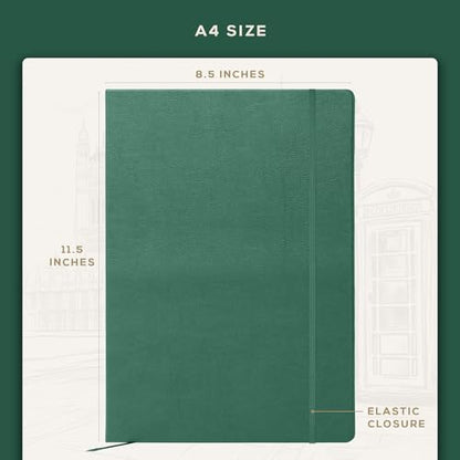 Beechmore Books A4 8.5x11 Mixed Media Sketchbook 160 GSM/98LB with Gift Box - color: Dartmouth Green, size: A4 - 8.5" x 11.5" Large