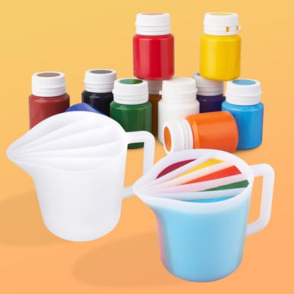 Kunyeah Split Cup with Handle 17OZ/500ML Silicone Cup for Paint Pouring Fluid Art Split Cup Acrylic Paint Pour Cup DIY Making Crafts Supplies Epoxy Resin Art Drawing Accessories (5 Chambers) - size: 5 Chambers